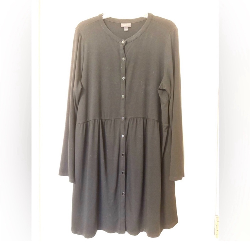 J. Jill Sz Large Black dress Modest Conservative Knit dress light long sleeve
